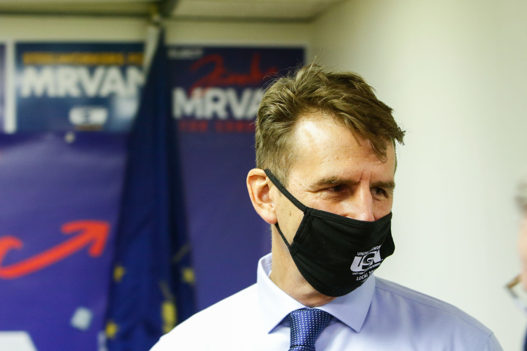 Frank Mrvan visits headquarters on Election Night
